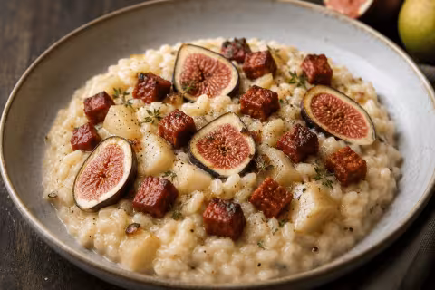 Risotto mit Birne Feige Chorizo